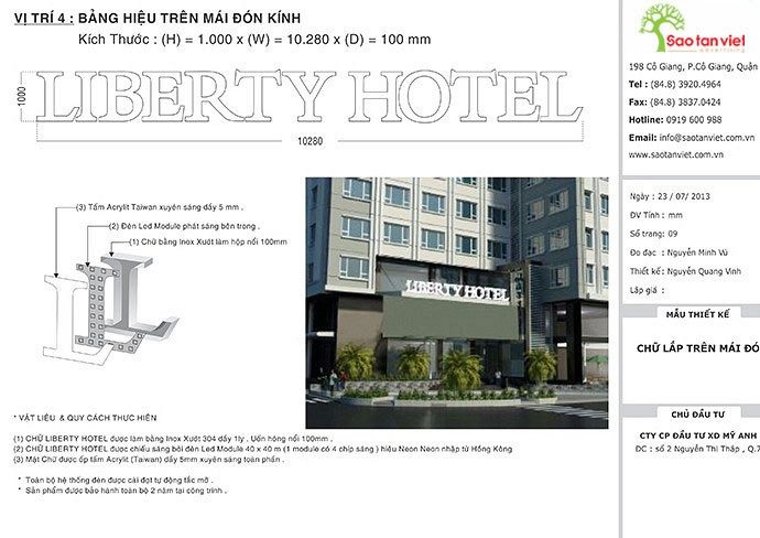 CÔNG TRÌNH BIỂN HIỆU LIBERTY HOTEL Q.7